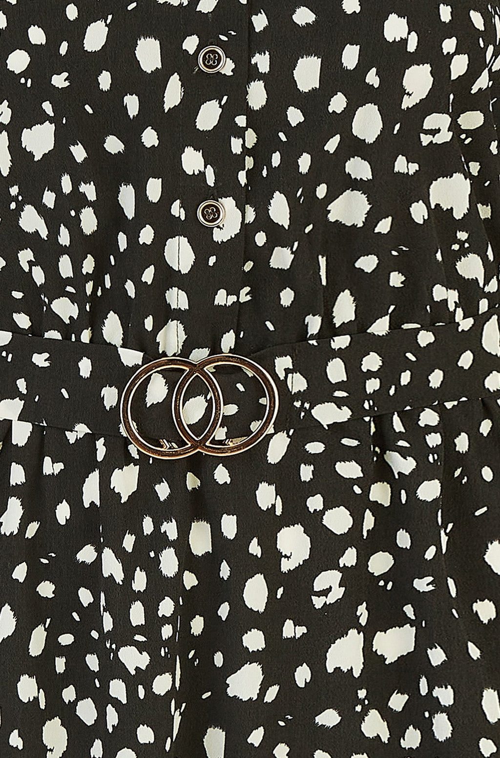 Mela Black Dash Print Skater Dress With Buckle