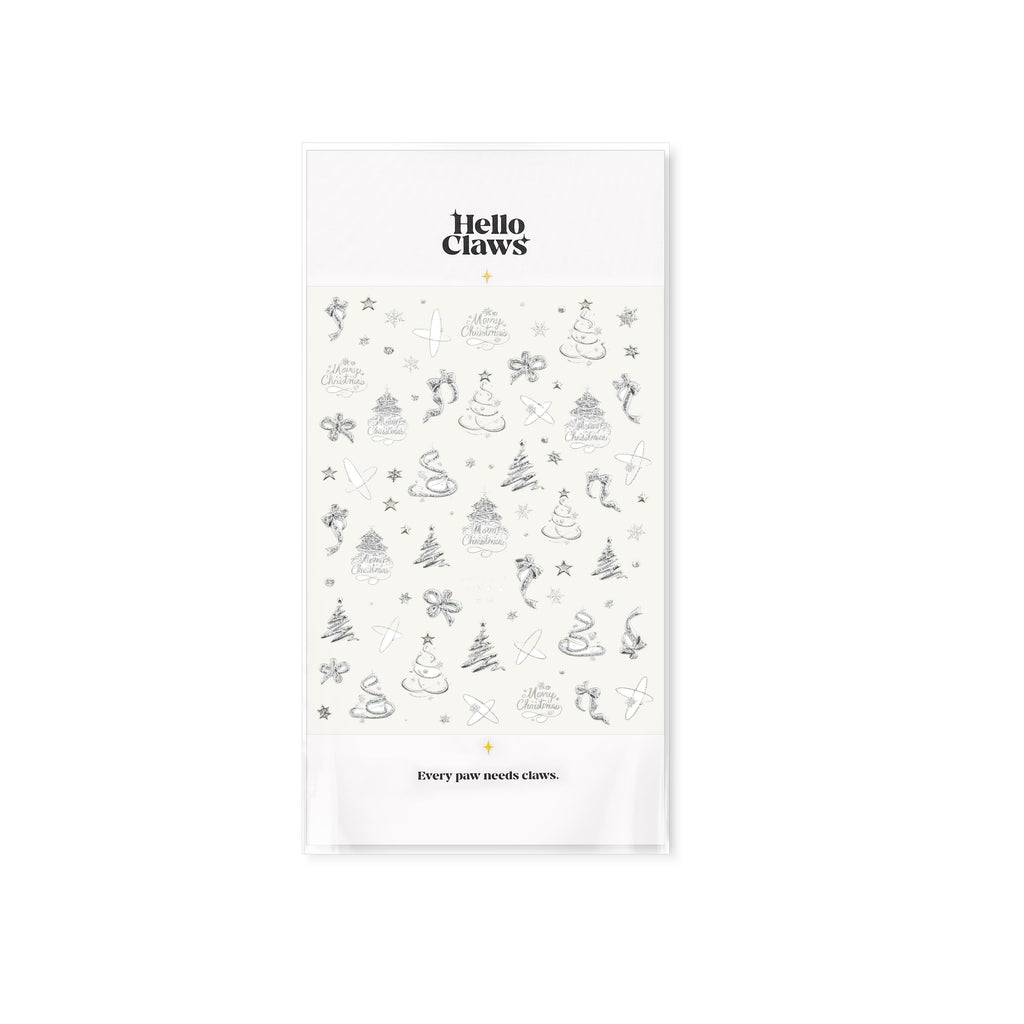 LuLuFun Studio Silver Christmas Tree Nail Art Stickers - DIY Decals