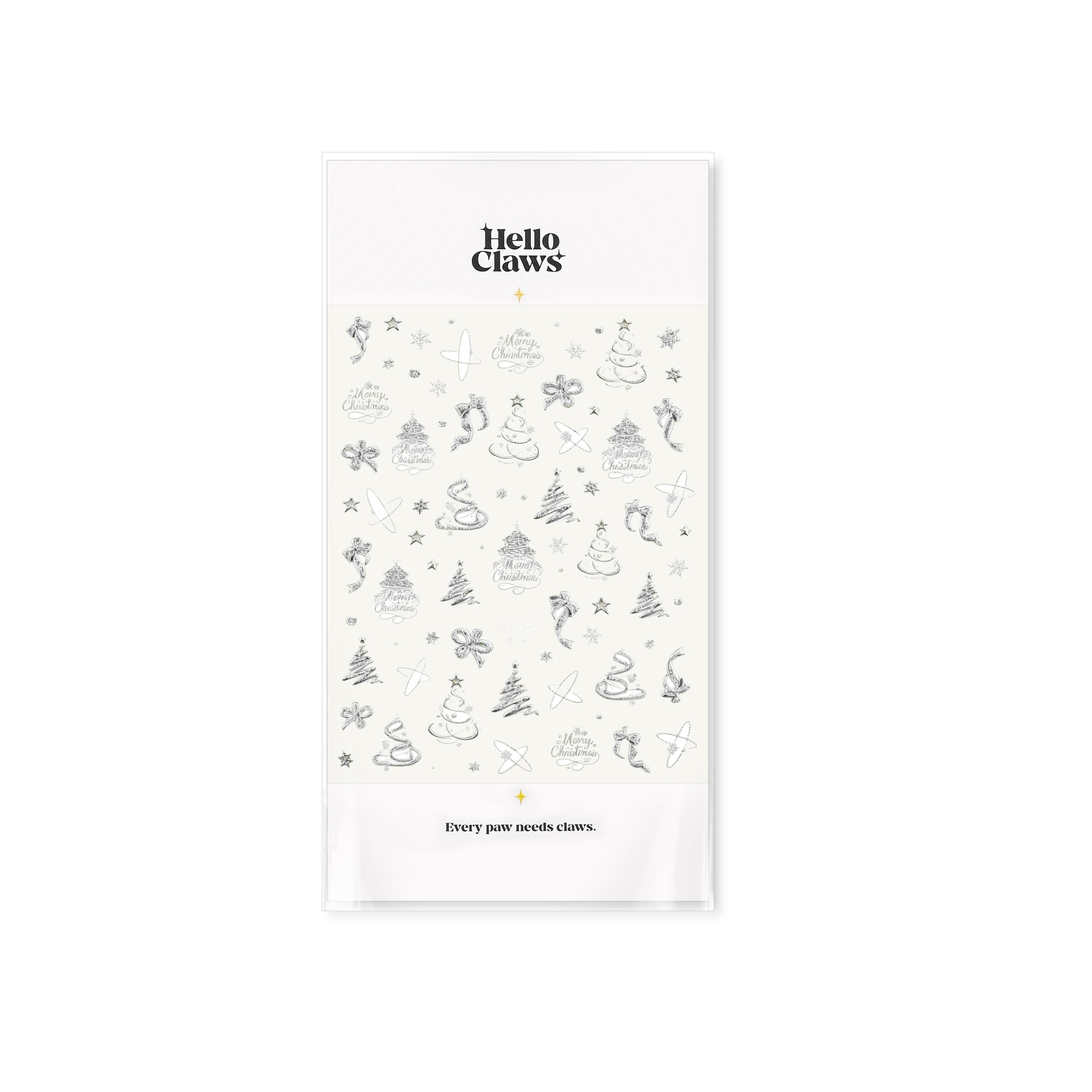 LuLuFun Studio Silver Christmas Tree Nail Art Stickers - DIY Decals