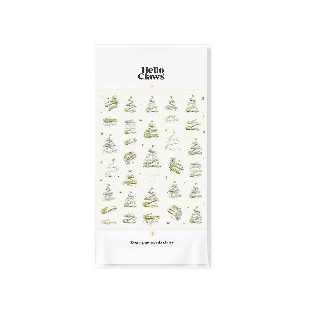 LuLuFun Studio Silver Green Christmas Tree Nail Art Deco Stickers
