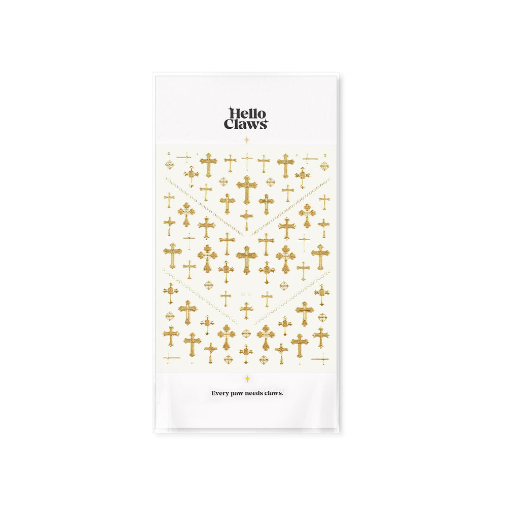 LuLuFun Studio Gold Cross Nail Deco Stickers - Ultra-Thin DIY Nail Art