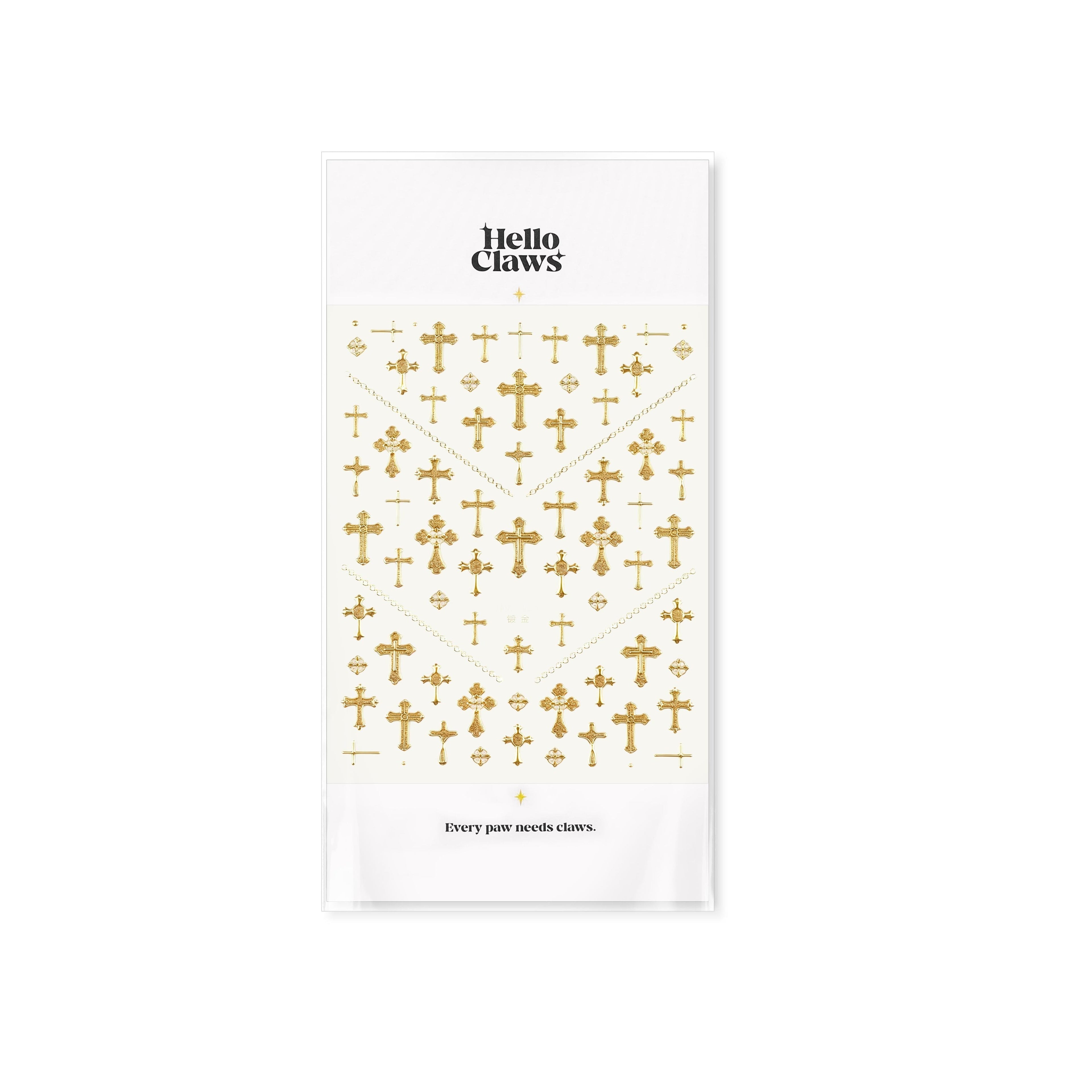 LuLuFun Studio Gold Cross Nail Deco Stickers - Ultra-Thin DIY Nail Art