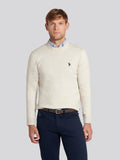 Mens Cotton Crewneck in Birch Marl