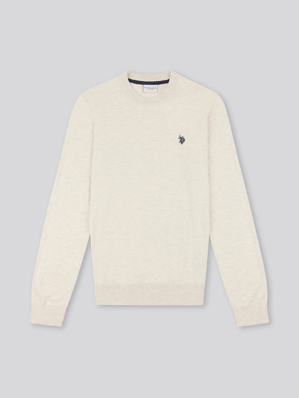 Mens Cotton Crewneck in Birch Marl