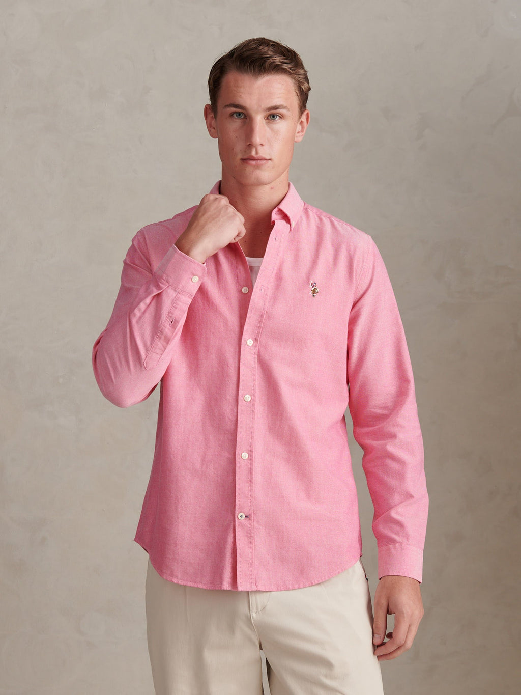 Mens Peached Oxford Shirt Chateau Rose