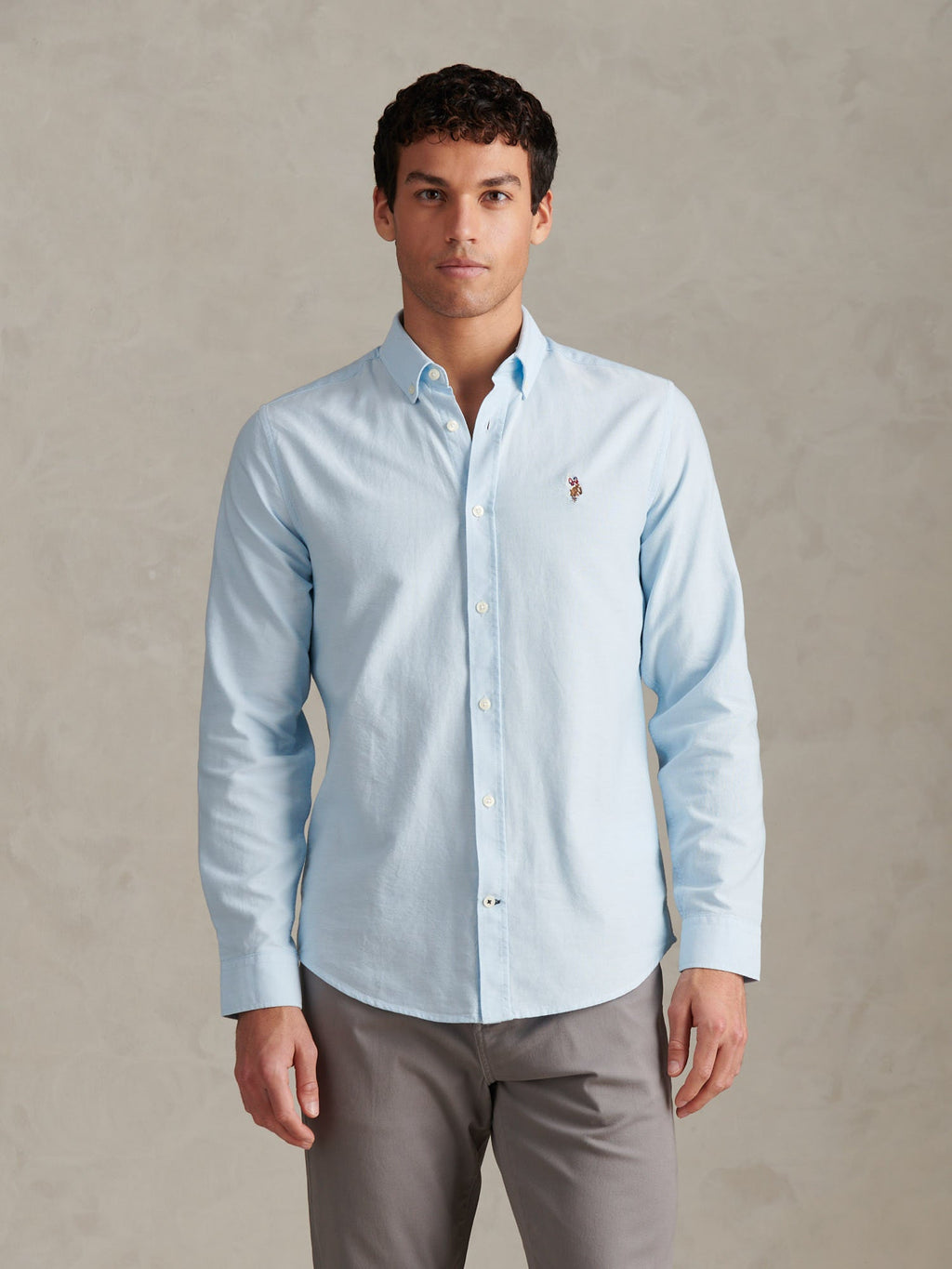 Mens Peached Oxford Shirt Ice Blue