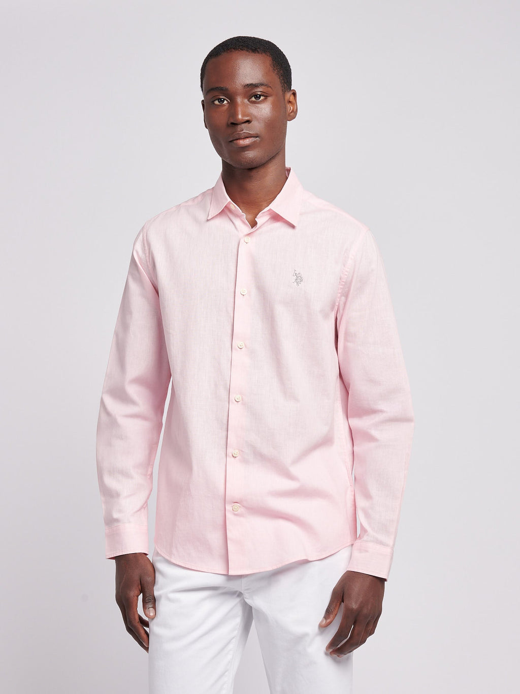 Mens Linen Blend Shirt Pink a Boo