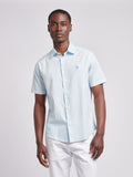 Mens Linen Blend Short Sleeve Shirt Ice Water
