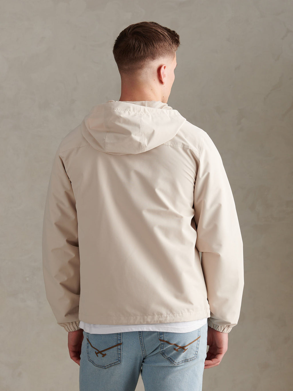 Mens Hooded Windbreaker Beige