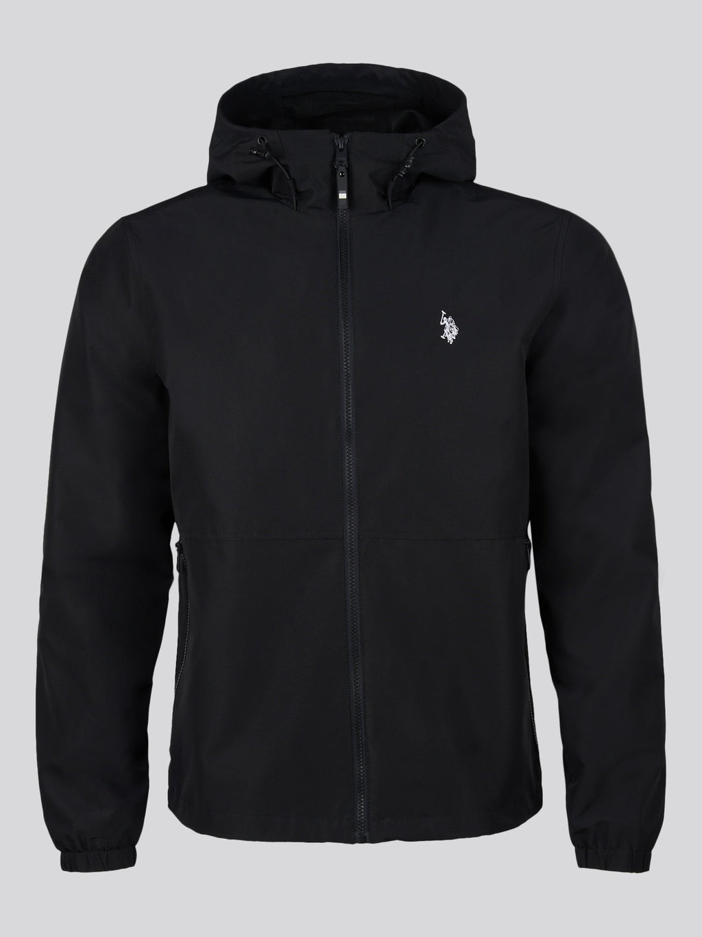 Mens Hooded Windbreaker Black Bright White DHM