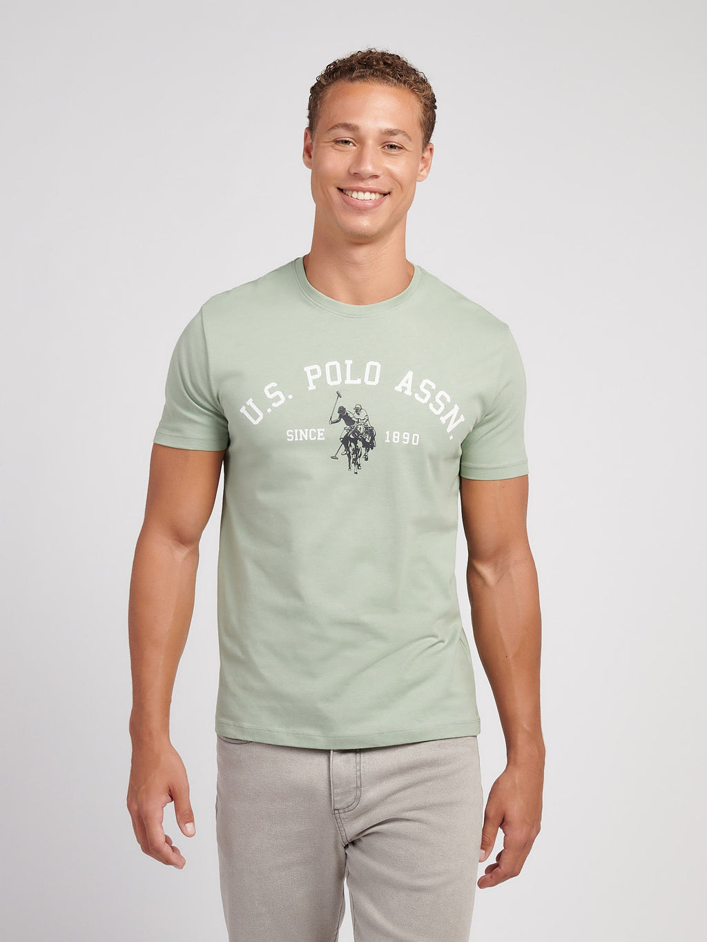Mens Signature Arch Print T-Shirt Iceberg Green