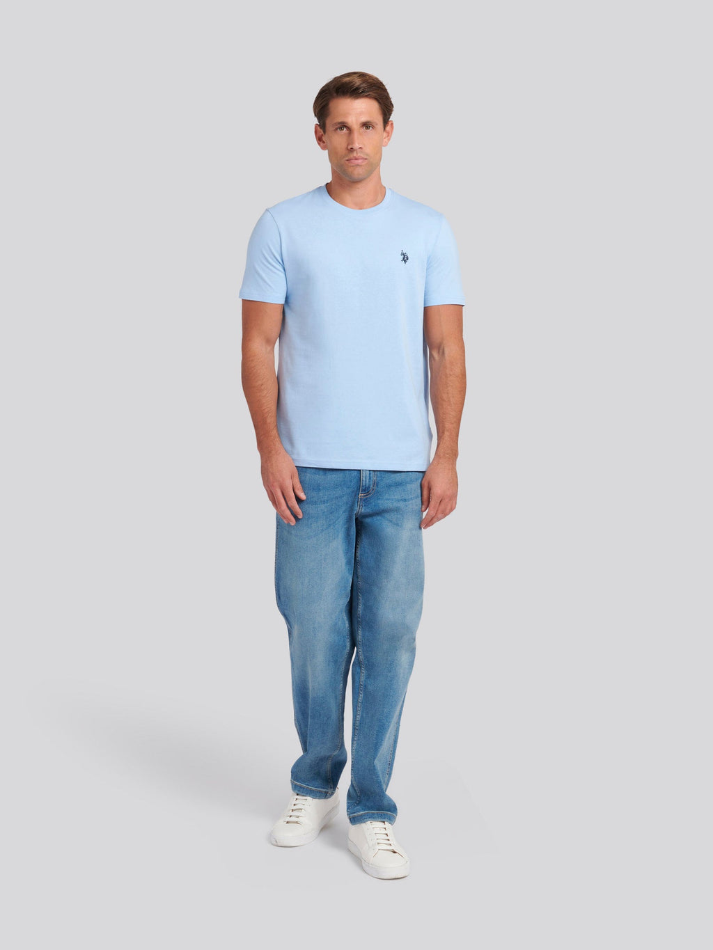 Mens Double Horsemen T-Shirt Chambray Blue