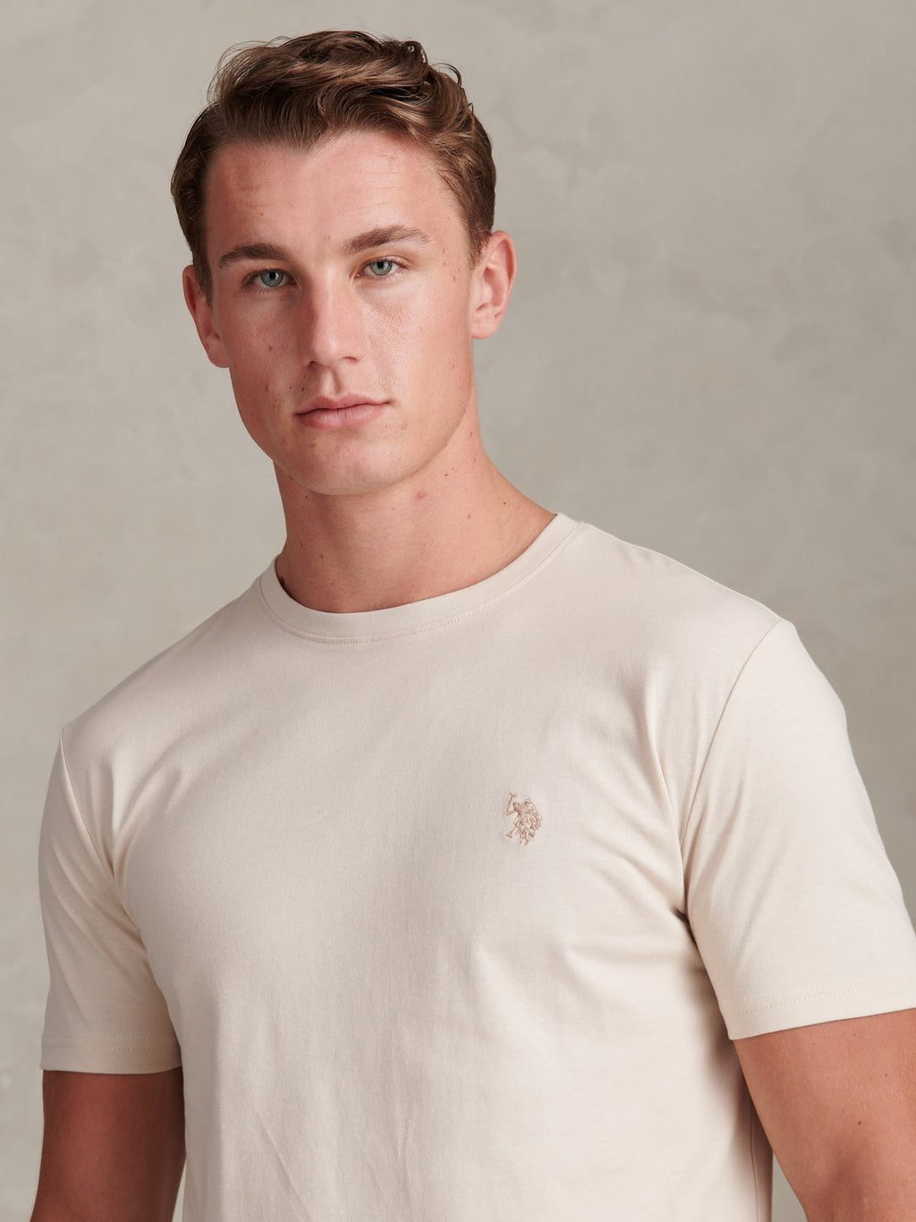Mens Double Horsemen T-Shirt Beige