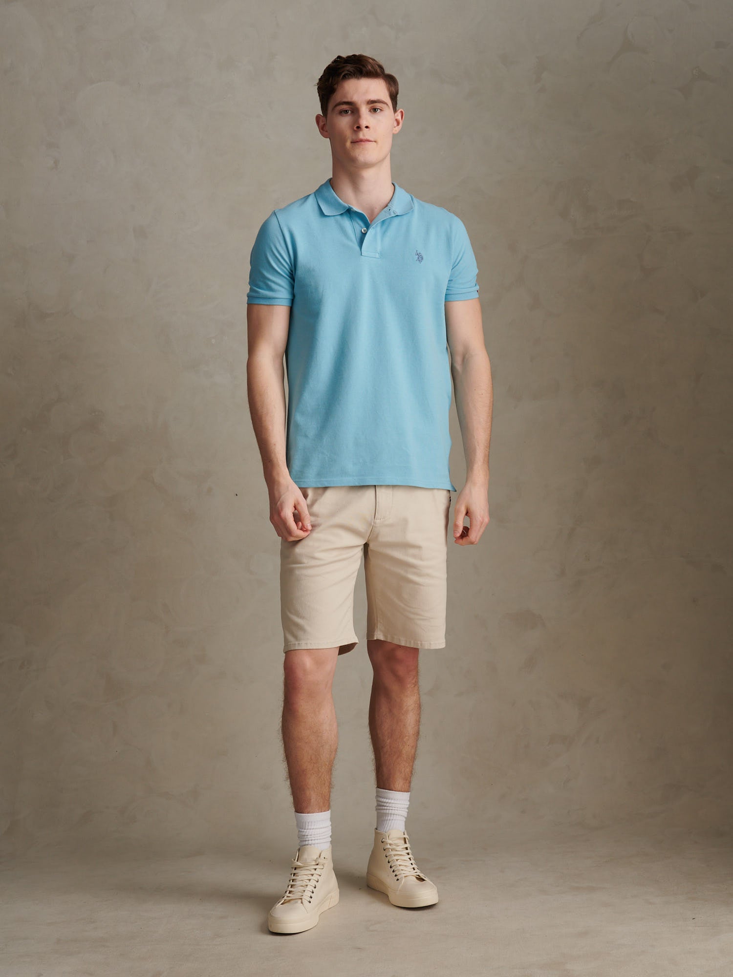 Mens Double Horsemen Polo Shirt Air Blue