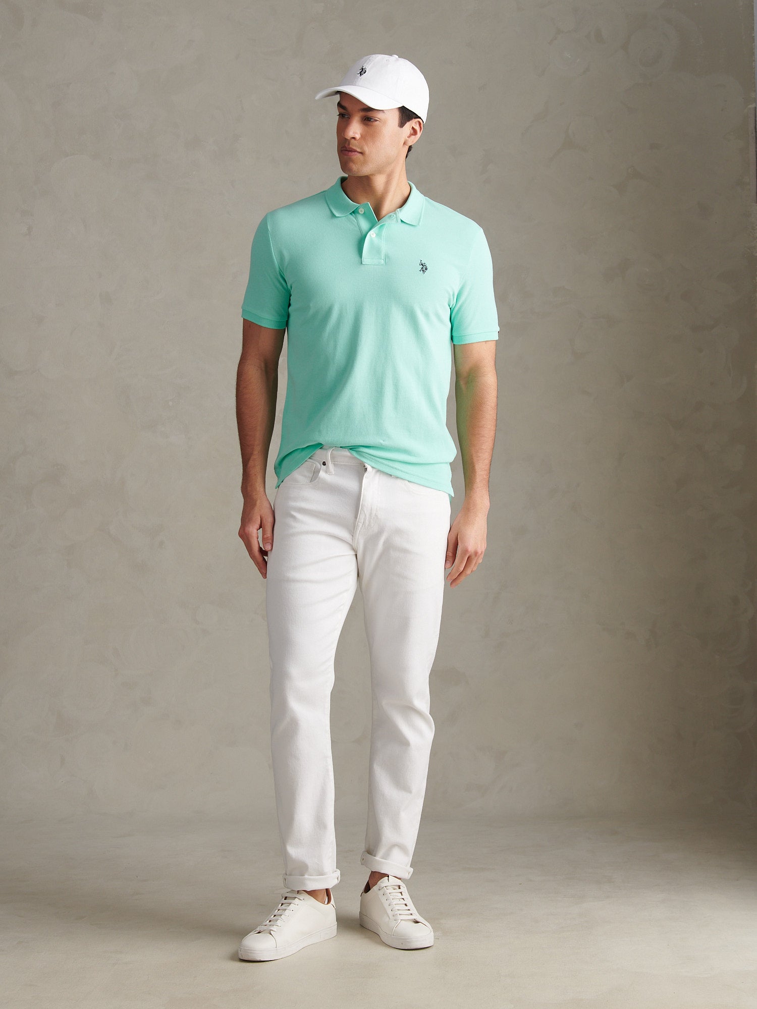 Mens Double Horsemen Polo Shirt Ice Green