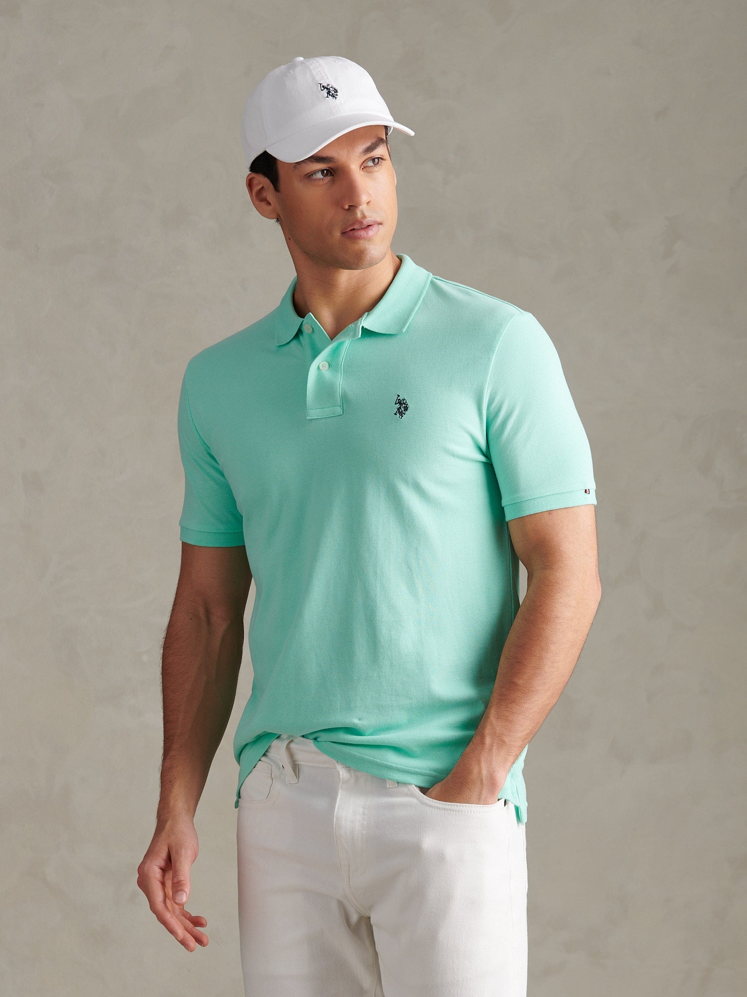 Mens Double Horsemen Polo Shirt Ice Green