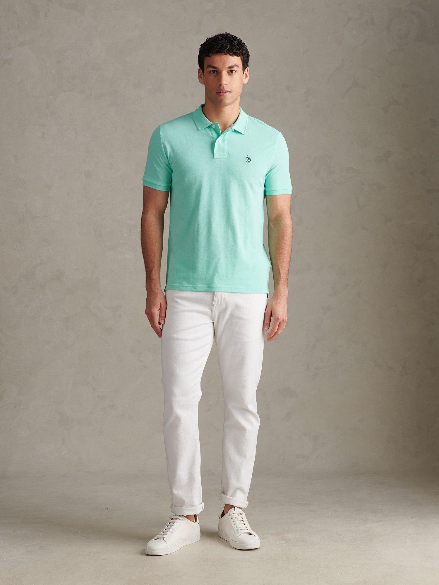 Mens Double Horsemen Polo Shirt Ice Green