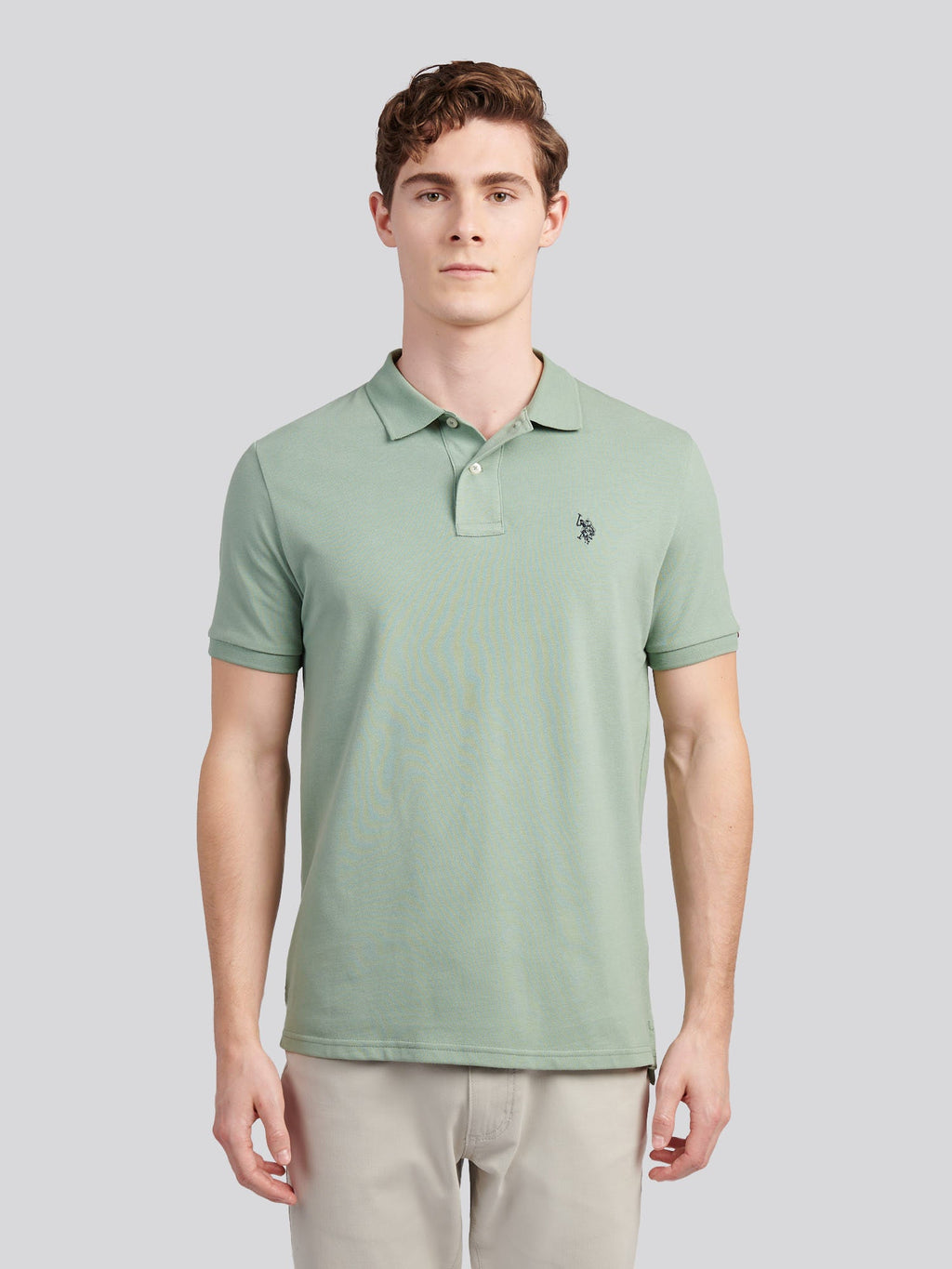 Mens Double Horsemen Polo Shirt Iceberg Green