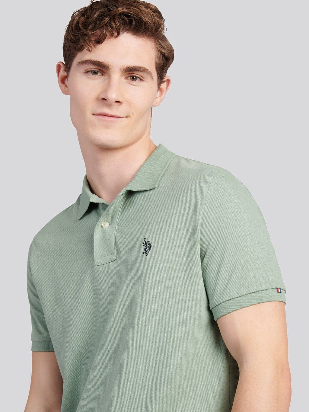 Mens Double Horsemen Polo Shirt Iceberg Green