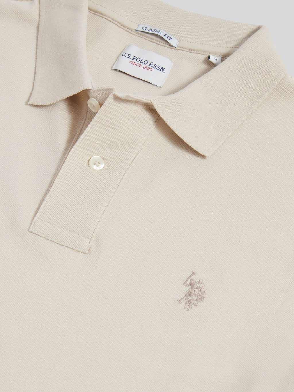 Mens Double Horsemen Polo Shirt Beige