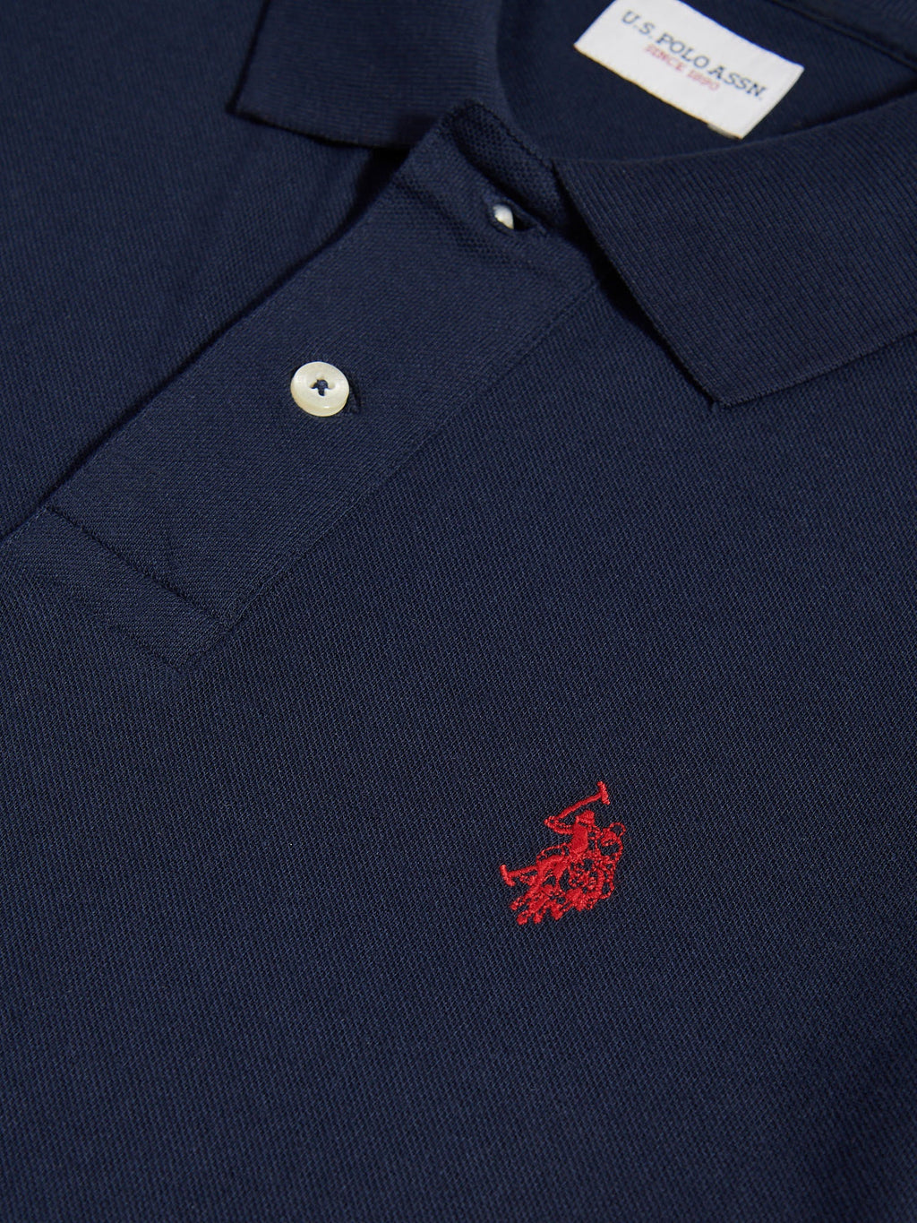 Mens Double Horsemen Polo Shirt Dark Sapphire Navy / Haute Red DHM