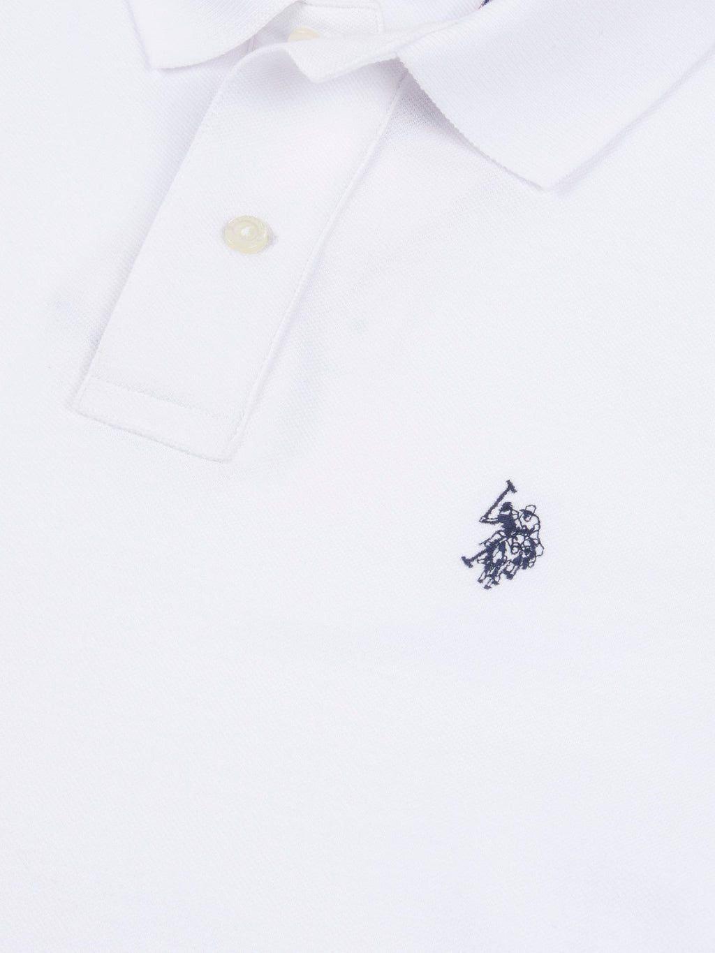 Mens Double Horsemen Polo Shirt White / Dark Sapphire Navy DHM