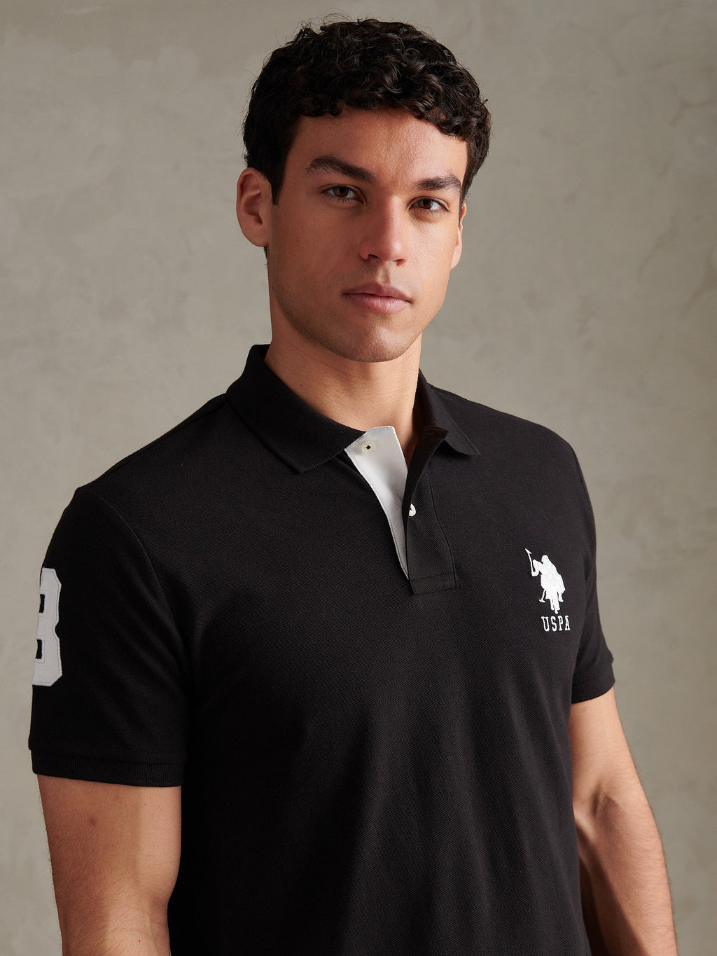 Mens Player 3 Polo Shirt Black Bright White DHM