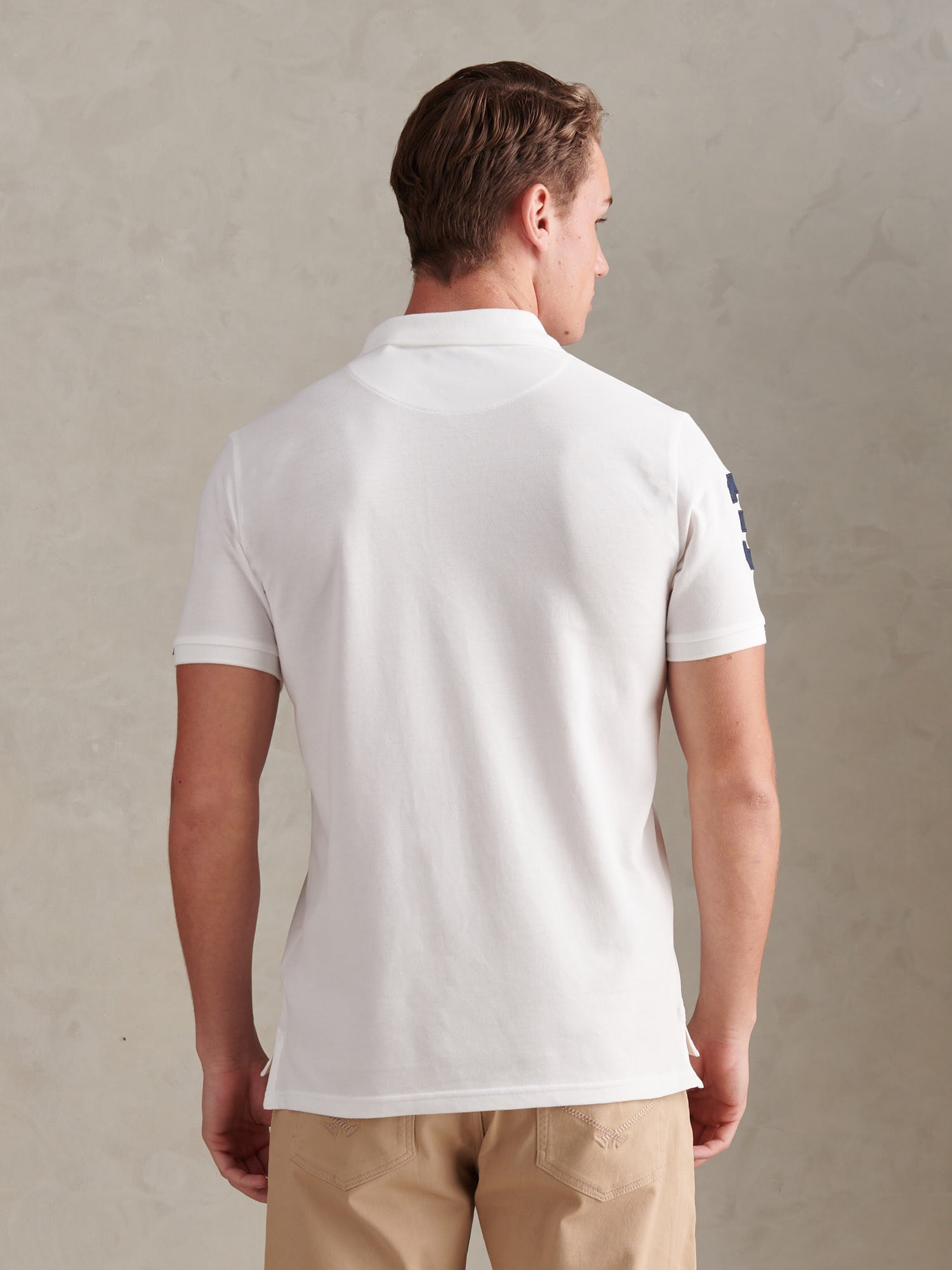 Mens Player 3 Polo Shirt White / Dark Sapphire Navy DHM