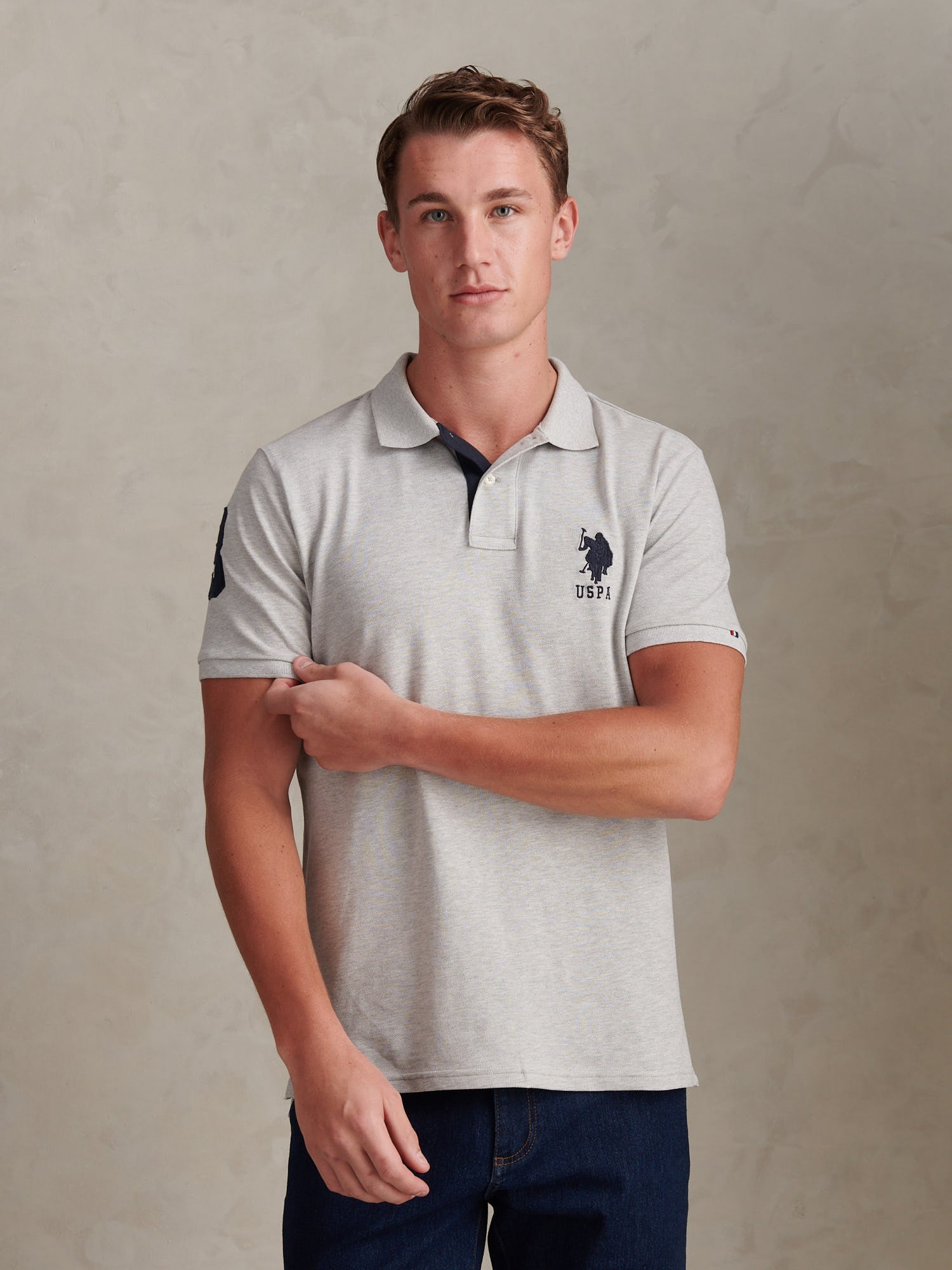 Mens Player 3 Polo Shirt Mid Grey Marl