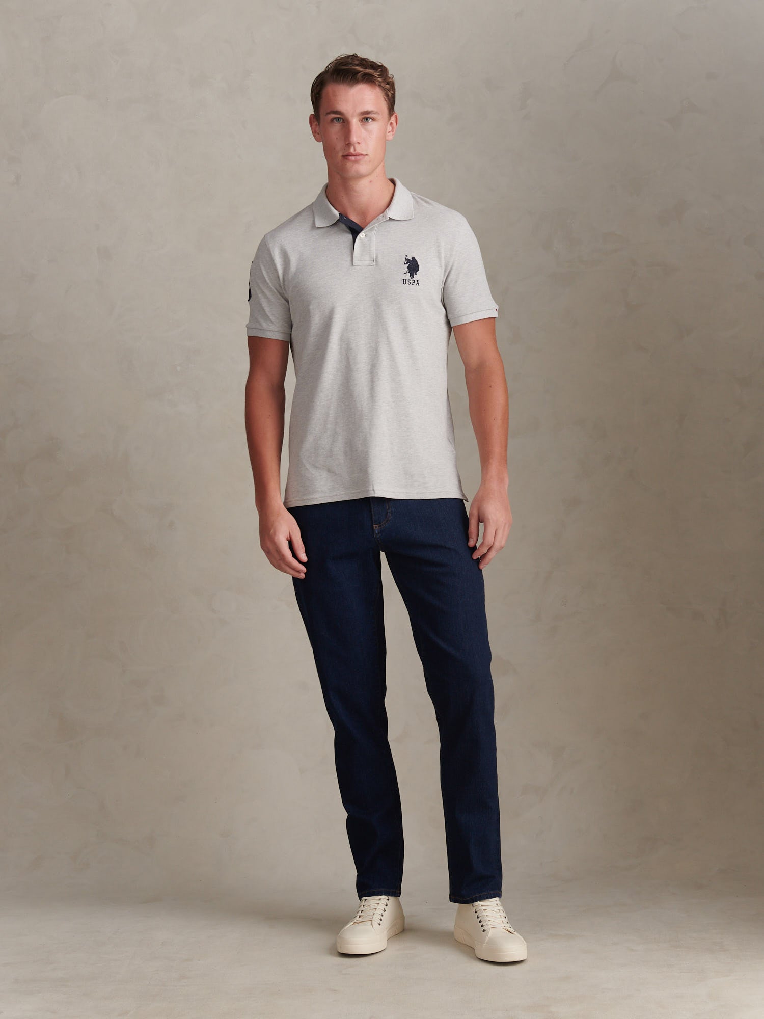 Mens Player 3 Polo Shirt Mid Grey Marl