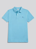 Mens Texture Terry Polo Shirt Air Blue