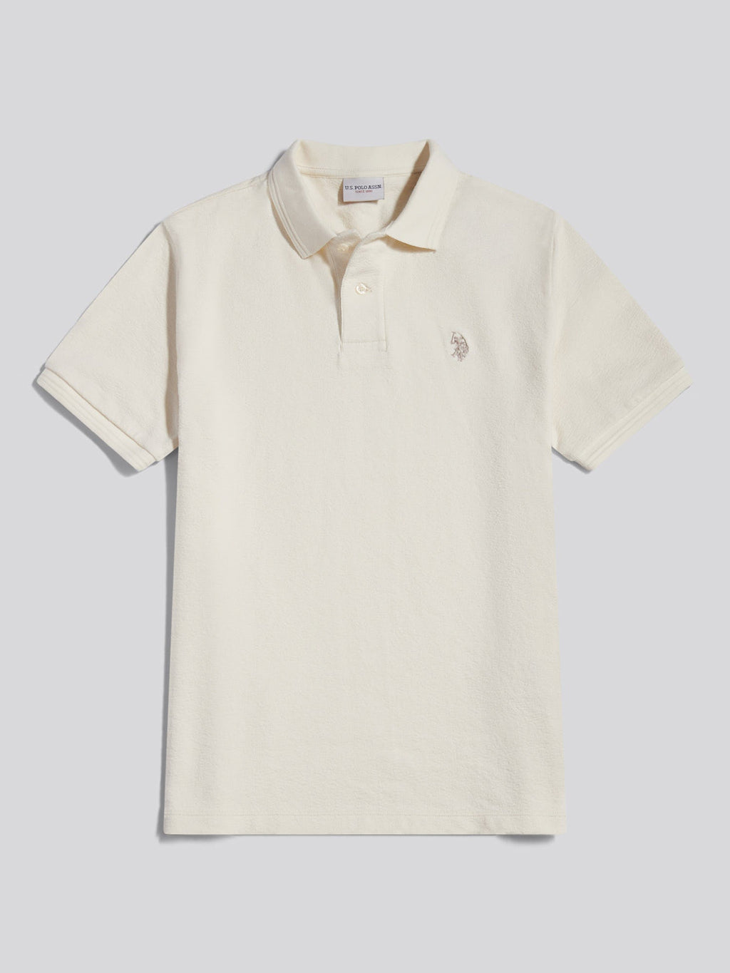Mens Texture Terry Polo Shirt Whisper White