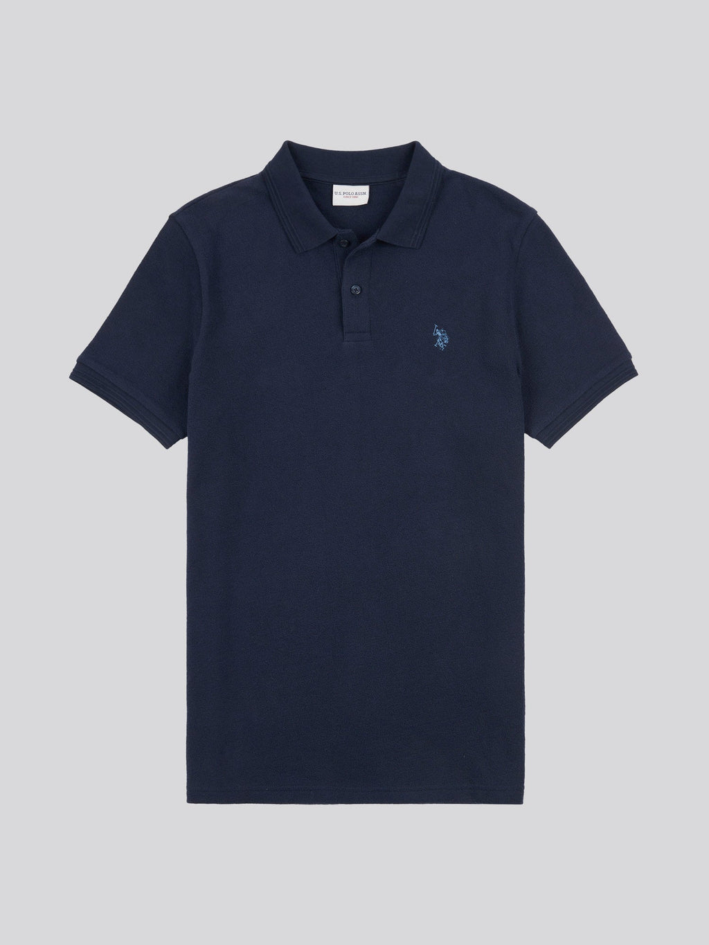 Mens Texture Terry Polo Shirt Dark Sapphire Navy / Moonlight Blue DHM