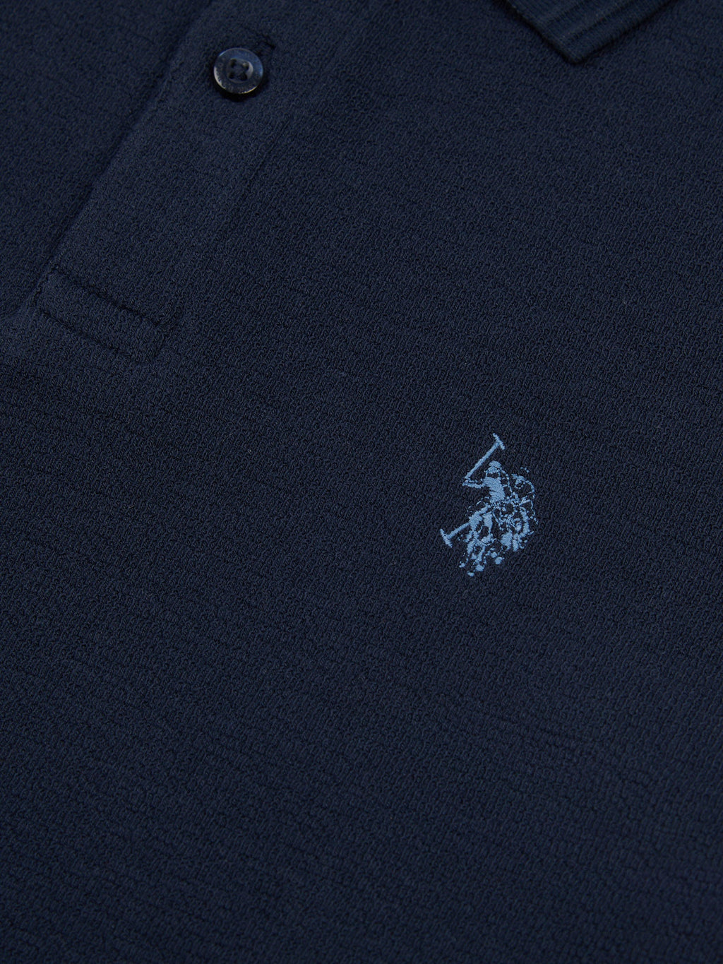 Mens Texture Terry Polo Shirt Dark Sapphire Navy / Moonlight Blue DHM