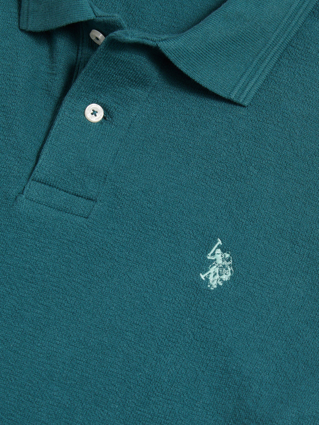 Mens Texture Terry Polo Shirt Mediterranea