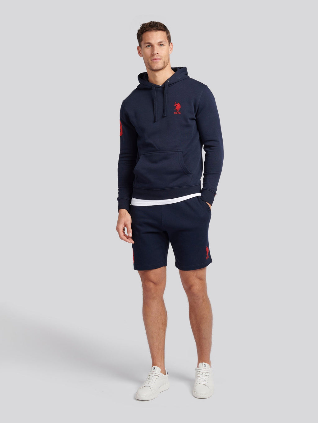 Mens Player 3 Sweat Shorts Dark Sapphire Navy / Haute Red DHM