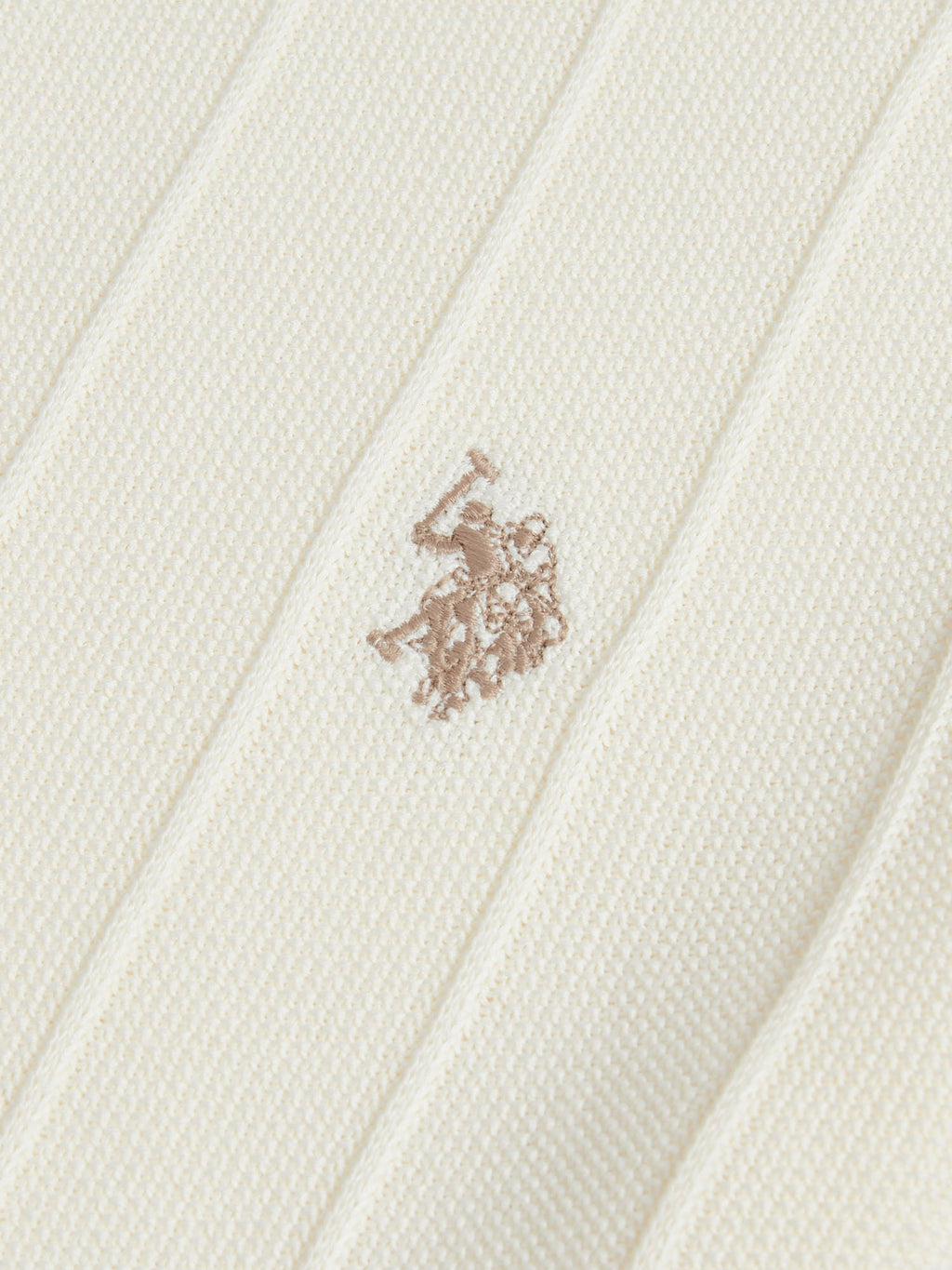 Mens Zip Knit  Polo Shirt Whisper White