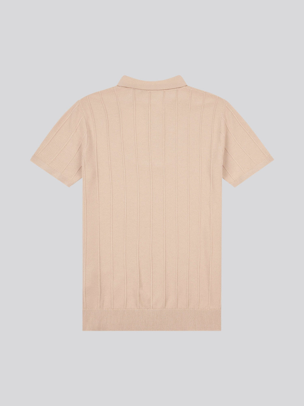 Mens Zip Knit  Polo Shirt Doeskin