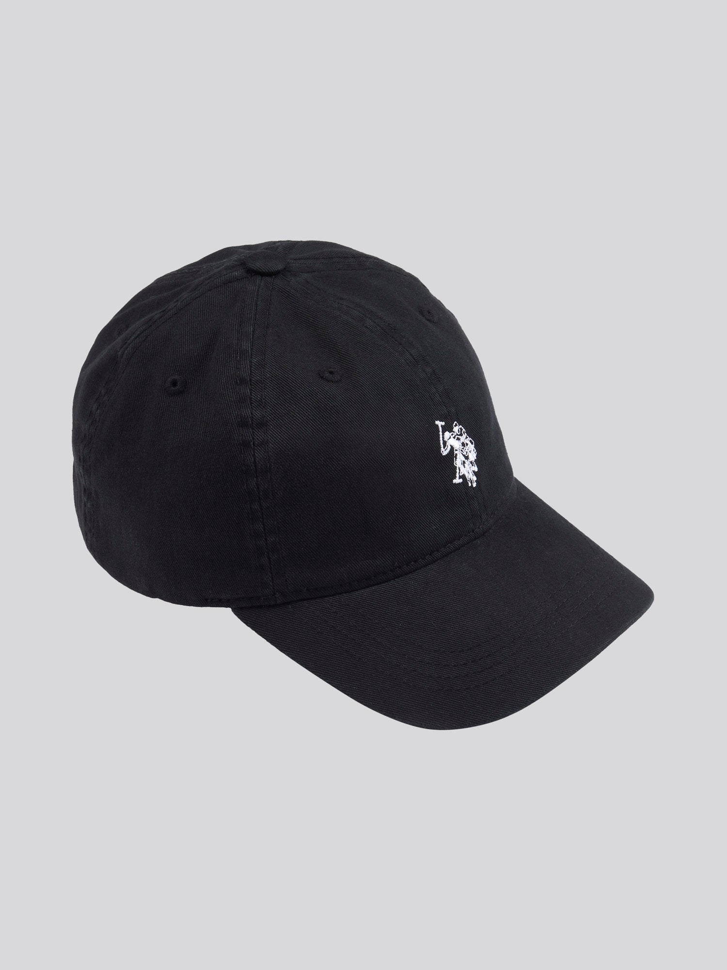 Mens Washed Casual Cap Black Bright White DHM
