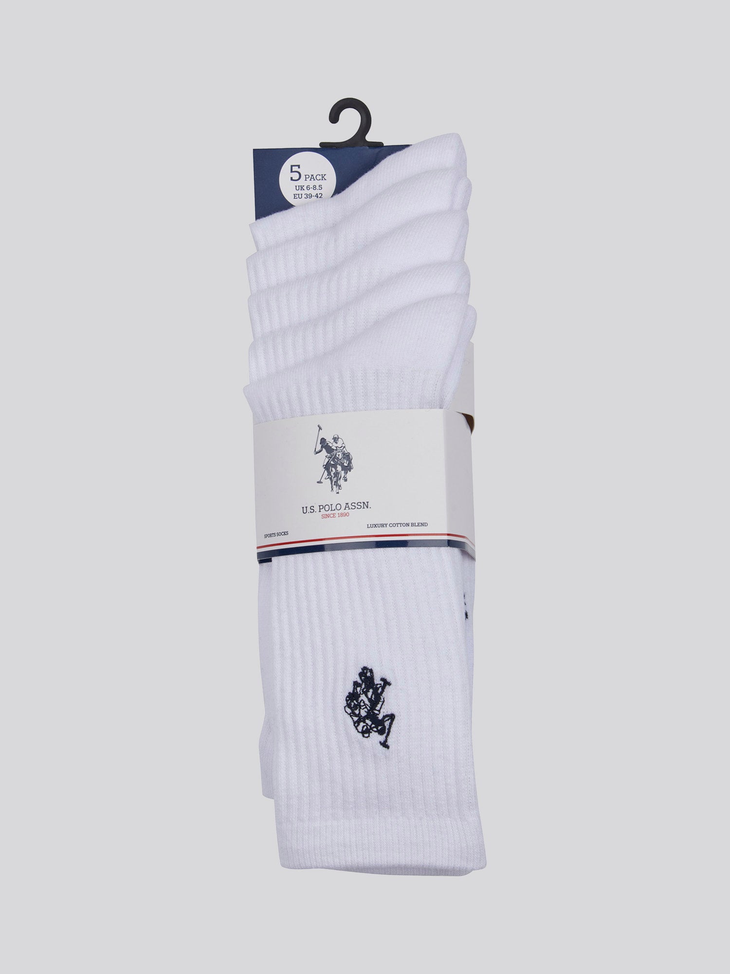 Mens Five Pack Classic Sports Socks in Bright White