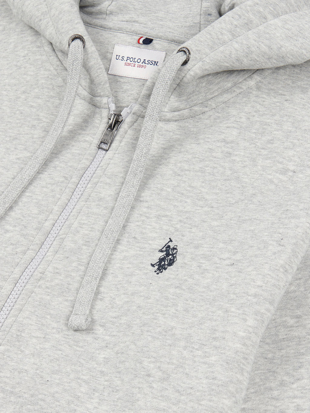 Mens Double Horsemen Zip Hoodie in Mid Grey Marl