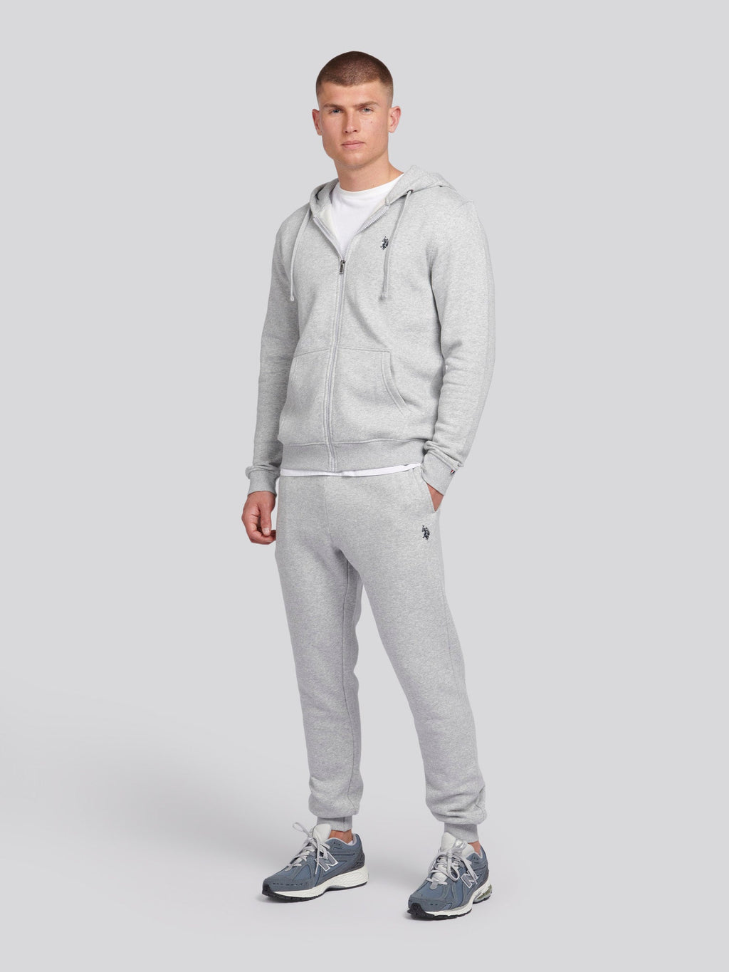 Mens Double Horsemen Jogger in Mid Grey Marl