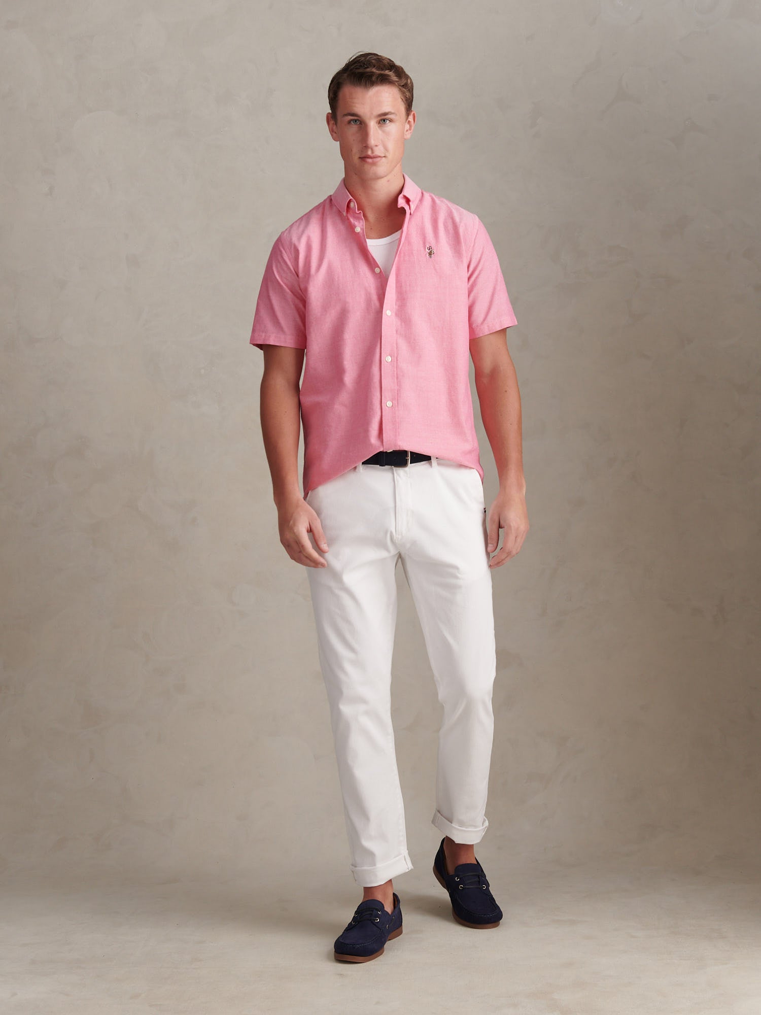 Mens  Short Sleeve Oxford Shirt Chateau Rose