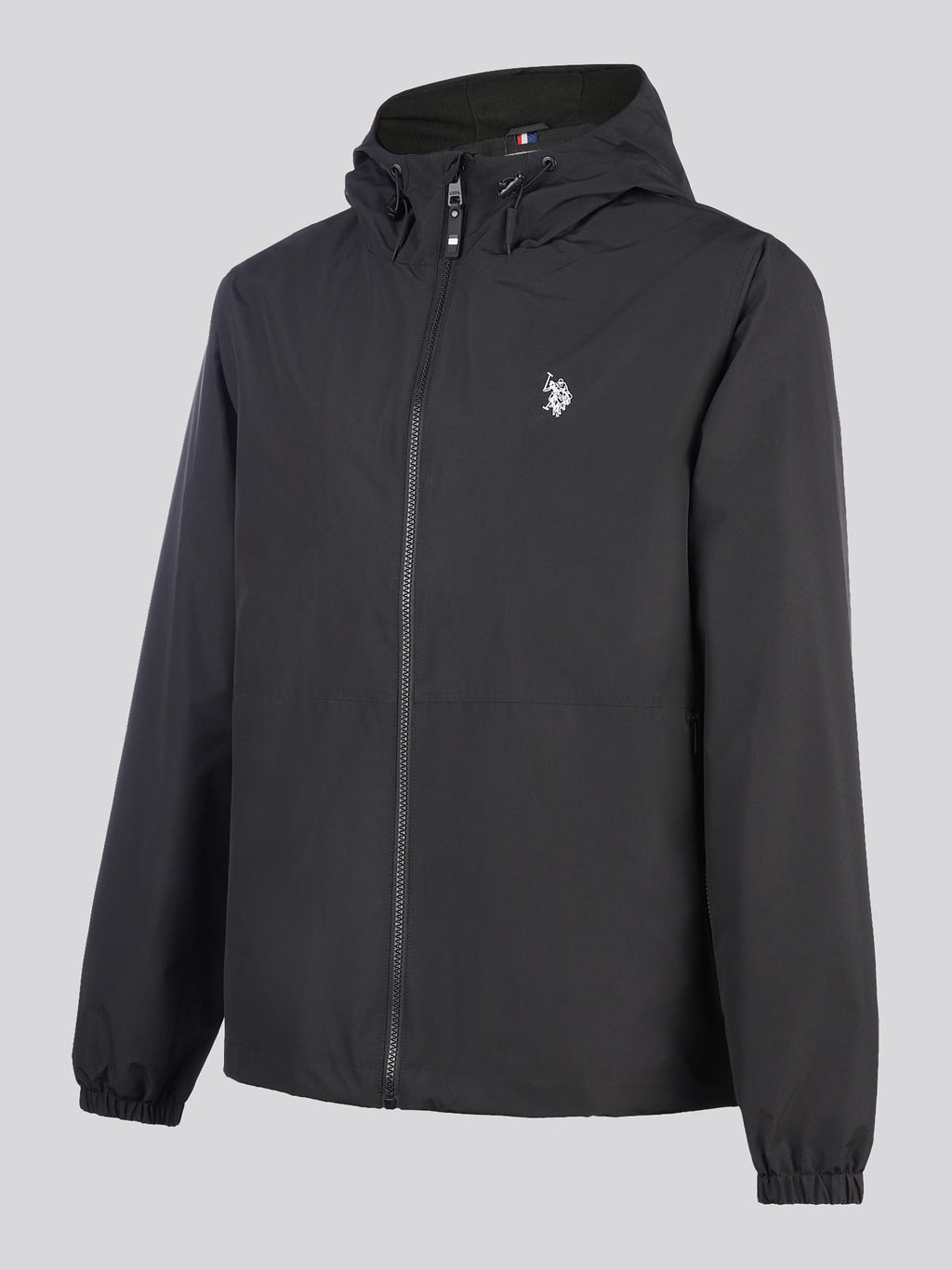 Mens Fleece Lined Windbreaker Jacket in Black Bright White DHM