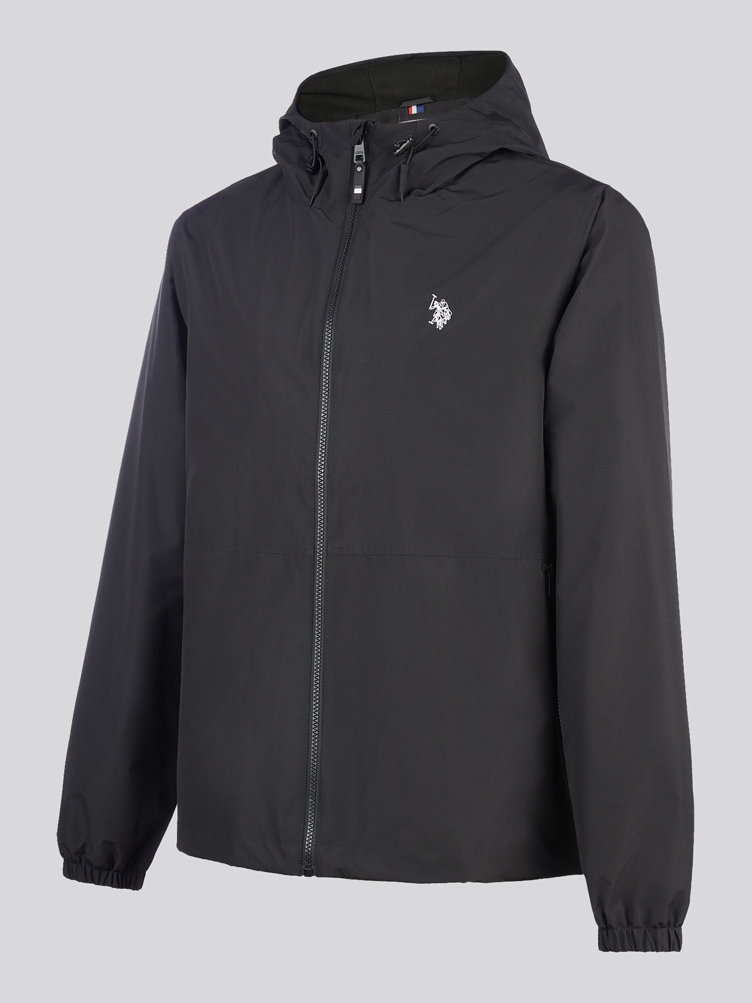 Mens Fleece Lined Windbreaker Jacket in Black Bright White DHM
