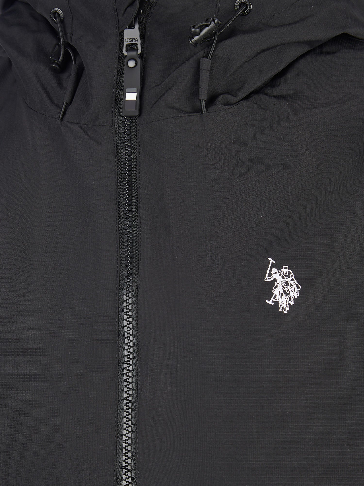 Mens Fleece Lined Windbreaker Jacket in Black Bright White DHM
