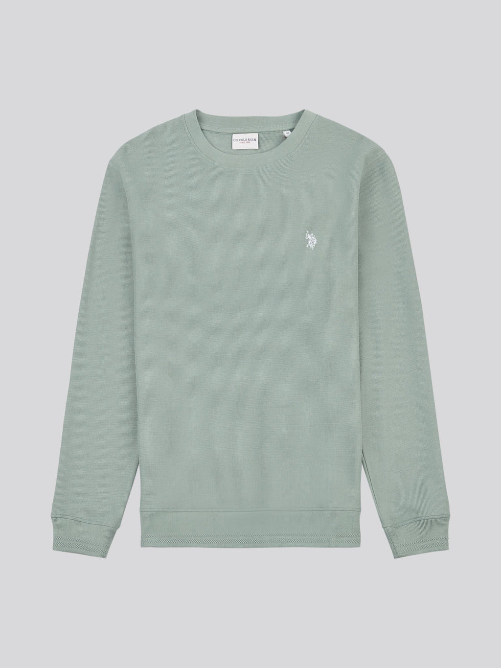 Mens Texture Crew Neck Sweatshirt in Chinois Green