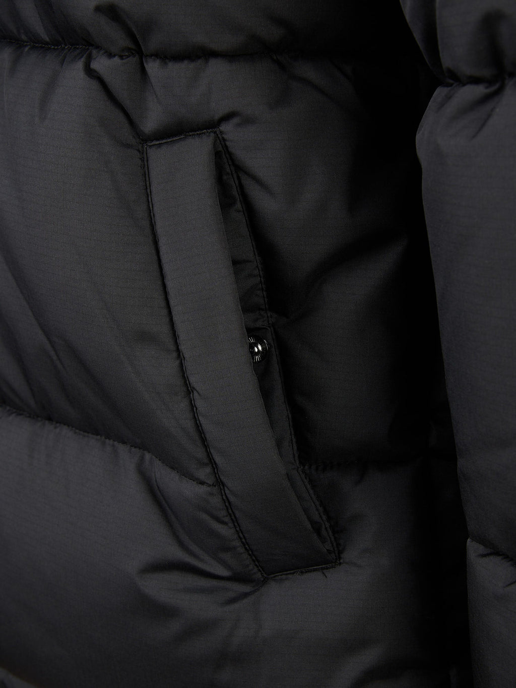 Mens Ripstop Hooded Puffer Jacket in Black
