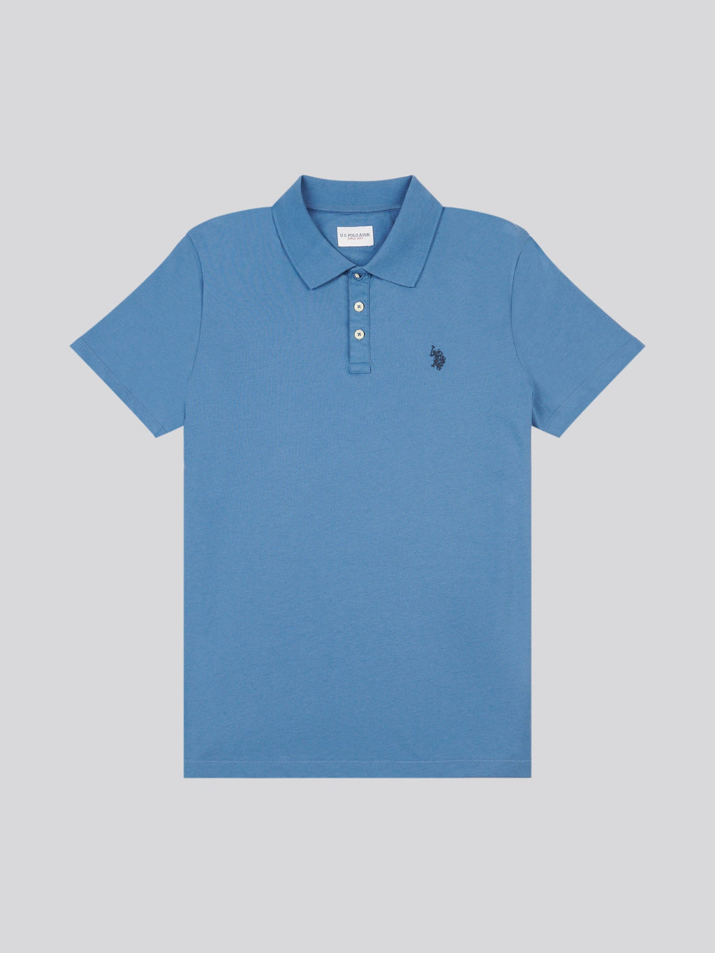 Mens Double Horsemen Jersey Polo Shirt in Blue Horizon