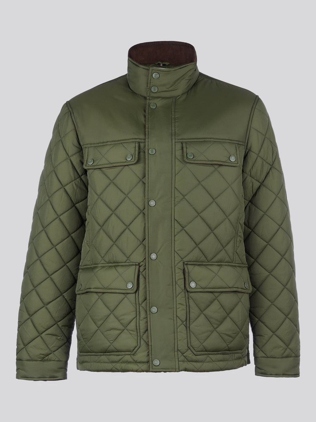Mens Diamond Quilted Funnel Jacket in Forest Night
